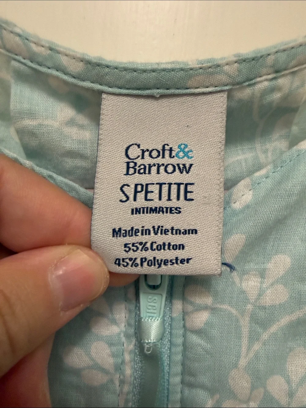 croft & barrow Light Blue Floral Zip-Front Sleep Dress